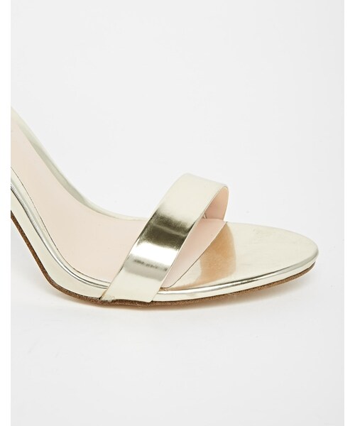 Aldo,ALDO Paules Leather Gold Barely There Heeled Sandals WEAR