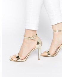 ALDO | ALDO Paules Leather Gold Barely There Heeled Sandals(サンダル)