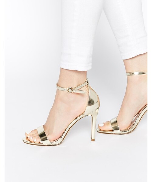 Leather Gold Barely There Heeled Sandals WEAR