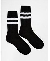 asos | ASOS BRAND ASOS 2 Pack Sport Style Socks With Stripes(レッグウェア)