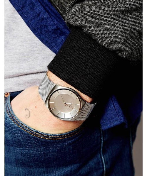 SKAGEN（スカーゲン）の「Skagen Silver Mesh Strap Watch SKW6067（アナログ腕時計・メンズ・silver・One Size）」の2枚目の写真