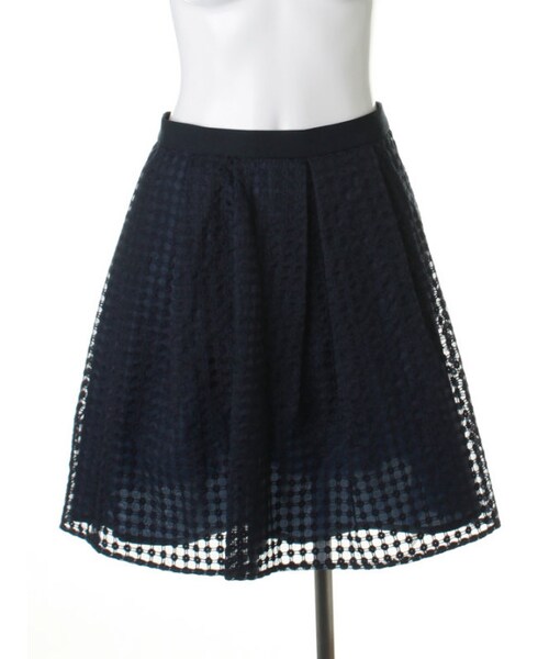 31 Sons de mode（トランテアン　ソン　ドゥ　モード）の「オーガンジー刺繍タックスカート（スカート・レディース・ホワイト/ネイビー・３６/３８）」の2枚目の写真