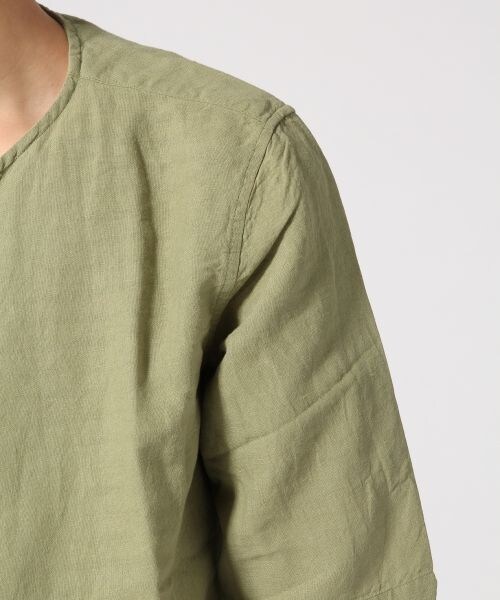 RAGEBLUE（レイジブルー）の「ノーカラーシャツカーデ5分袖（トップス・メンズ・ホワイト02/ブラック09/オリーブ72・Ｍ/Ｌ）」の10枚目の写真