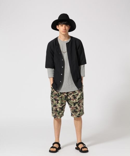 RAGEBLUE（レイジブルー）の「ノーカラーシャツカーデ5分袖（トップス・メンズ・ホワイト02/ブラック09/オリーブ72・Ｍ/Ｌ）」の5枚目の写真