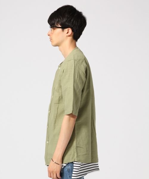 RAGEBLUE（レイジブルー）の「ノーカラーシャツカーデ5分袖（トップス・メンズ・ホワイト02/ブラック09/オリーブ72・Ｍ/Ｌ）」の7枚目の写真