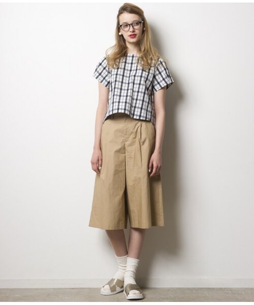 VIS(ビス)の「タイプライターガウチョパンツ(パンツ・レディース・ベージュ/ネイビー・S/M)」の13枚目の写真