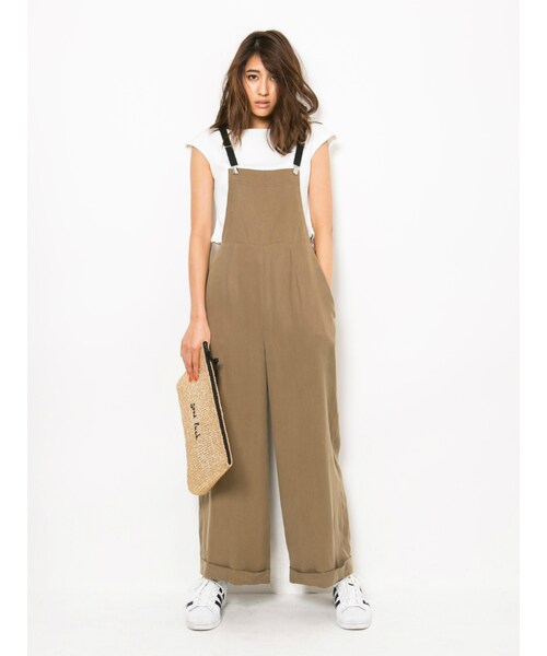 LAGUNAMOON（ラグナムーン）の「ハイウエストワイドサロペット（オールインワン・サロペット・レディース・ブラック/カーキ・S/M）」の3枚目の写真