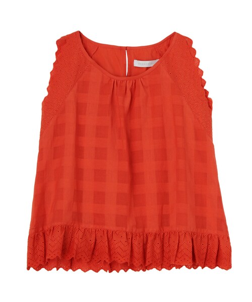 MERCURYDUO（マーキュリーデュオ）の「【DUO】 ガーゼチェック×レーストップス（トップス・レディース・オフホワイト/ブラック/オレンジ・F）」の10枚目の写真