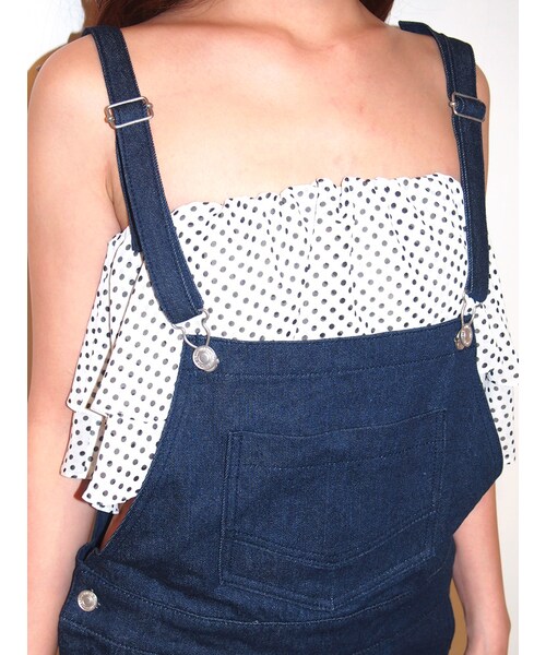 RESEXXY（リゼクシー）の「レディデニムサロペット（オールインワン・サロペット・レディース・ホワイト/アイスブルー/インディゴ）」の6枚目の写真