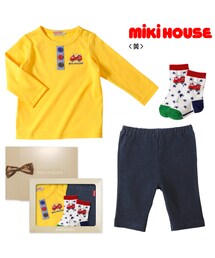 MIKI HOUSE | 【ミキハウス】【BOX　M付】消防車長袖Tシャツ☆３点ギフトセット(Tシャツ/カットソー)