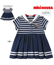 ★ミキハウス★豪華切り替え風デザインのワンピース★110★リボン★新品★日本製★ ☆ミキハウス☆豪華切り替え風デザインのワンピース☆110