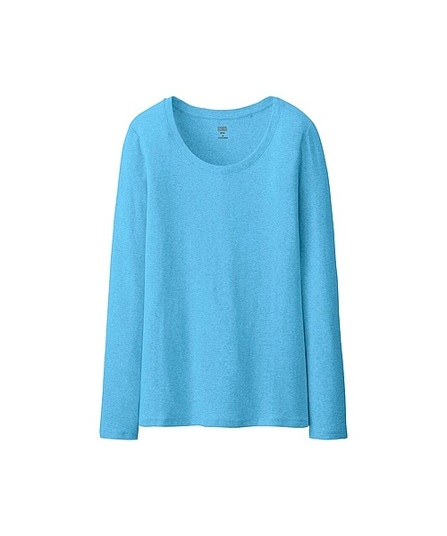 UNIQLO（ユニクロ）の「WOMEN スーピマコットンモダールクルーネックT（長袖）（Tシャツ/カットソー・レディース・BLUE/BLACK/PINK/WHITE/NAVY/GRAY・M/XL/L/3XL/S/XXL）」の4枚目の写真