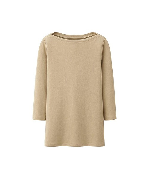 UNIQLO（ユニクロ）の「WOMEN スーピマコットンモダールボートT（7分袖）（Tシャツ/カットソー・レディース・LIGHT GRAY/RED/BLACK/BLUE/BEIGE/GRAY/LIGHT BLUE/WHITE・XL/S/L/M）」の5枚目の写真