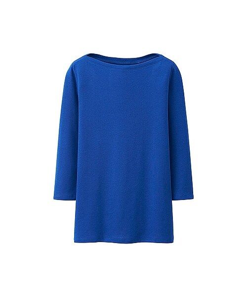 UNIQLO（ユニクロ）の「WOMEN スーピマコットンモダールボートT（7分袖）（Tシャツ/カットソー・レディース・LIGHT GRAY/RED/BLACK/BLUE/BEIGE/GRAY/LIGHT BLUE/WHITE・XL/S/L/M）」の7枚目の写真
