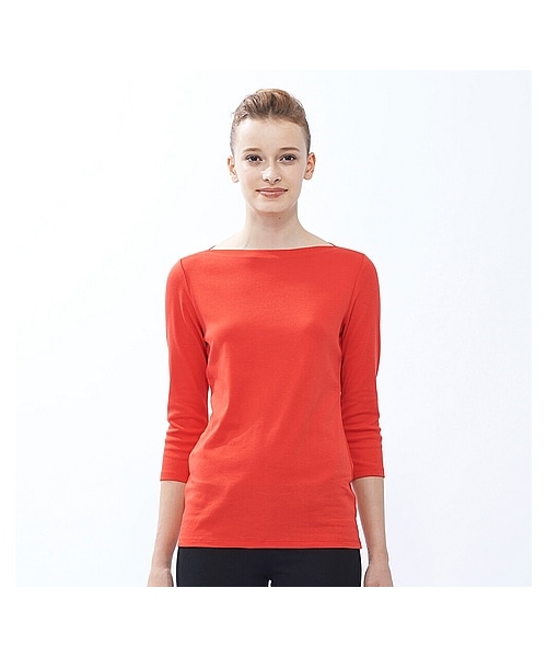 UNIQLO（ユニクロ）の「WOMEN スーピマコットンモダールボートT（7分袖）（Tシャツ/カットソー・レディース・LIGHT GRAY/RED/BLACK/BLUE/BEIGE/GRAY/LIGHT BLUE/WHITE・XL/S/L/M）」の9枚目の写真