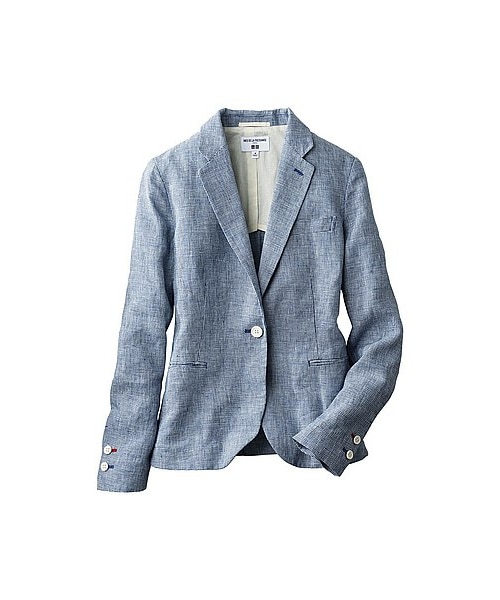UNIQLO（ユニクロ）の「WOMEN リネンテーラードジャケット（ジャケット・レディース・BEIGE/DARK GRAY/BLUE/NAVY・L/M/S）」の3枚目の写真