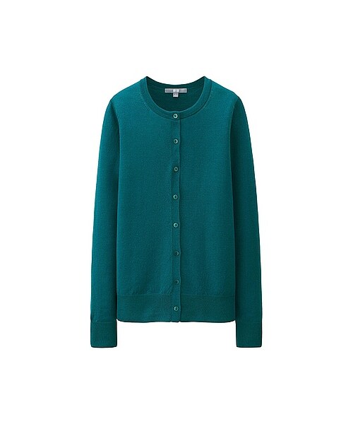 UNIQLO(ユニクロ)の「WOMEN エクストラファインメリノクルーネックカーディガン(長袖)(セーター・カーディガン・レディース・BLACK/PINK/GREEN/OFF WHITE/BLUE/DARK GRAY/NAVY/RED・S/L/3XL/M/XXL)」の4枚目の写真