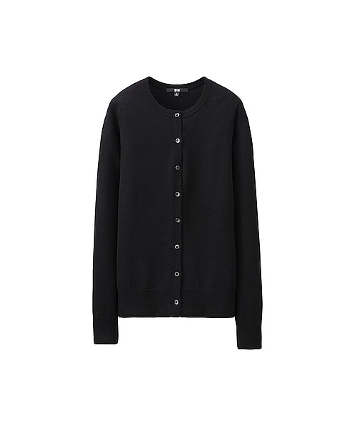 UNIQLO(ユニクロ)の「WOMEN エクストラファインメリノクルーネックカーディガン(長袖)(セーター・カーディガン・レディース・BLACK/PINK/GREEN/OFF WHITE/BLUE/DARK GRAY/NAVY/RED・S/L/3XL/M/XXL)」の1枚目の写真
