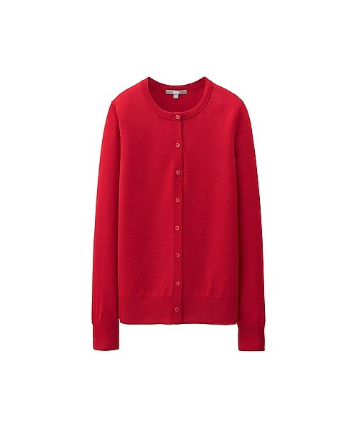 UNIQLO(ユニクロ)の「WOMEN エクストラファインメリノクルーネックカーディガン(長袖)(セーター・カーディガン・レディース・BLACK/PINK/GREEN/OFF WHITE/BLUE/DARK GRAY/NAVY/RED・S/L/3XL/M/XXL)」の8枚目の写真