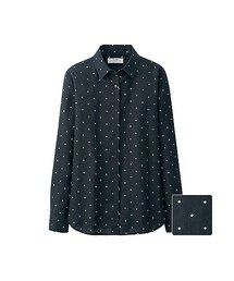 UNIQLO | WOMEN プレミアムリネンプリントシャツ（長袖）(シャツ/ブラウス)