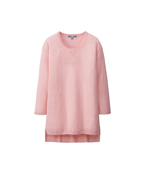 UNIQLO（ユニクロ）の「WOMEN プレミアムリネンクルーネックセーター（7分袖）（ニット/セーター・レディース・BLUE/PINK/NATURAL/NAVY・L/S/XXL/M/XL）」の5枚目の写真