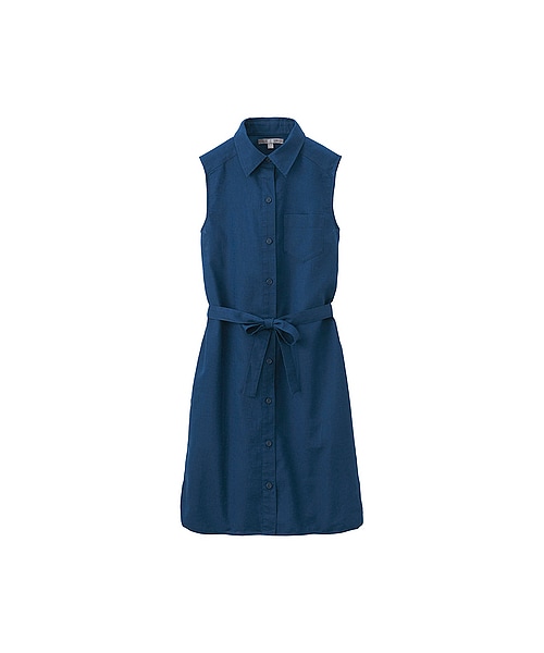 ユニクロ ユニクロ の Women リネンコットンワンピース ノースリーブ A ワンピース ドレス Wear
