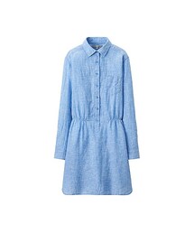 UNIQLO | WOMEN リネンコットンワンピース（長袖）(ワンピース)