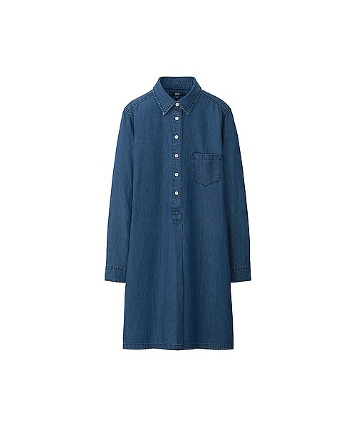 UNIQLO（ユニクロ）の「WOMEN デニムワンピース（長袖）（ワンピース・レディース・BLUE・S/XL/M/L）」の3枚目の写真