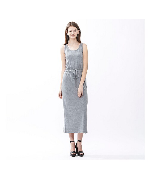 UNIQLO（ユニクロ）の「WOMEN ロングワンピース（ノースリーブ）（ワンピース・レディース・NAVY/GRAY/BLACK・M/L/XXL/XL/S）」の3枚目の写真