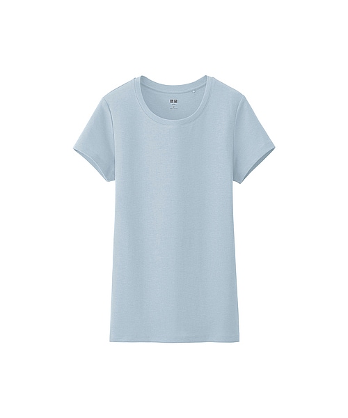 UNIQLO（ユニクロ）の「WOMEN スーピマコットンモダールクルーネックT（半袖）（Tシャツ/カットソー・レディース・BLACK/BLUE/GRAY/PURPLE/RED/LIGHT BLUE/WHITE/NAVY/LIGHT ORANGE/LIGHT GRAY/GREEN/PINK・M/L/S/XL/XXL/3XL）」の8枚目の写真