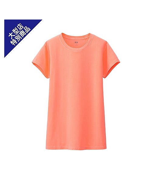 UNIQLO(ユニクロ)の「WOMEN スーピマコットンウォッシュクルーネックT(半袖)+(Tシャツ/カットソー・レディース・LIGHT ORANGE/BLACK/GREEN/PINK/RED/WHITE/ORANGE・S/M/L/XL)」の7枚目の写真