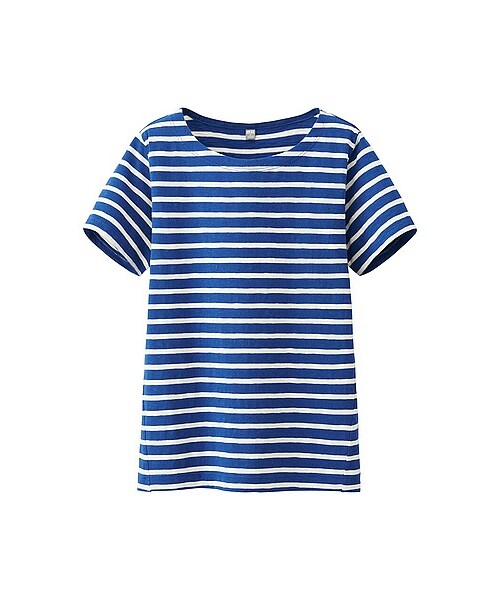 UNIQLO（ユニクロ）の「WOMEN ボーダークルーネックT（半袖）（Tシャツ/カットソー・レディース・BLUE/GREEN/NAVY/OFF WHITE/PINK・M/L/S/XL）」の5枚目の写真