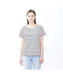 UNIQLO | WOMEN ボーダークルーネックT（半袖）(Tシャツ/カットソー)