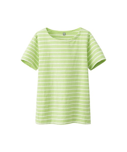 UNIQLO（ユニクロ）の「WOMEN ボーダークルーネックT（半袖）（Tシャツ/カットソー・レディース・BLUE/GREEN/NAVY/OFF WHITE/PINK・M/L/S/XL）」の2枚目の写真