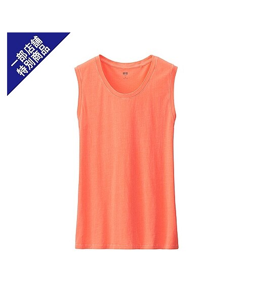 UNIQLO（ユニクロ）の「WOMEN スーピマコットンウォッシュタンクトップ＋E（Tシャツ/カットソー・レディース・BLACK/GREEN/WHITE/ORANGE/PURPLE/GRAY/PINK/NAVY・L/XL/M/S）」の8枚目の写真