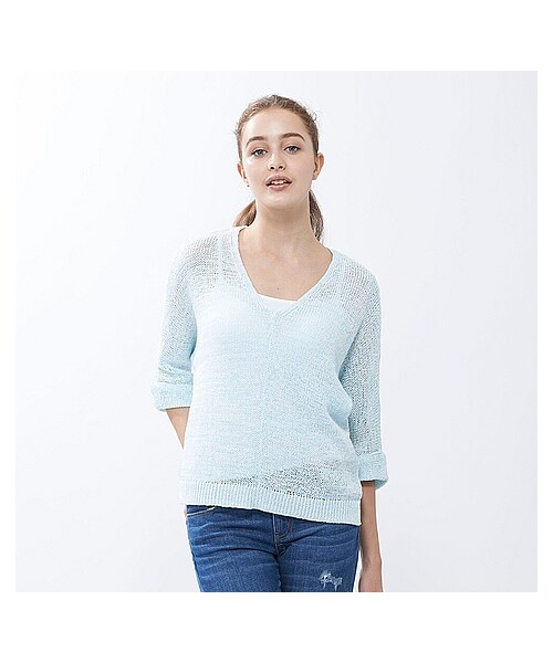 UNIQLO（ユニクロ）の「WOMEN テープヤーンセーター（5分袖