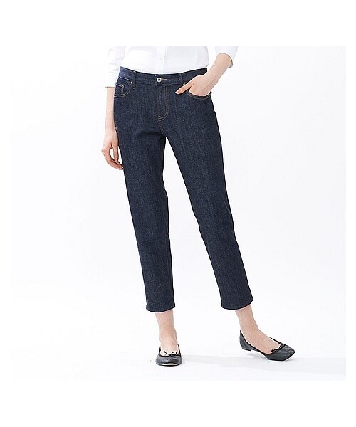 UNIQLO（ユニクロ）の「WOMEN スリムボーイフレンドフィットアンクルジーンズB（デニムパンツ・レディース・BLUE/NAVY/WHITE・24/30/22/28/26/25/23/32/34/36/27/29）」の2枚目の写真