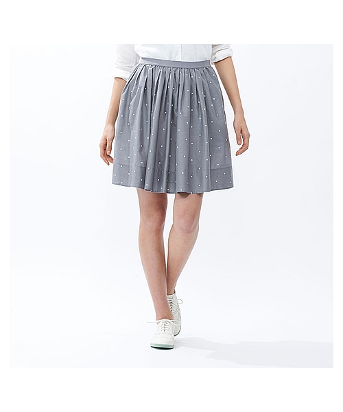 UNIQLO（ユニクロ）の「WOMEN コットンプリントスカート（スカート・レディース・BLACK/ORANGE/BLUE/GRAY・XXL/L/M/XL）」の2枚目の写真