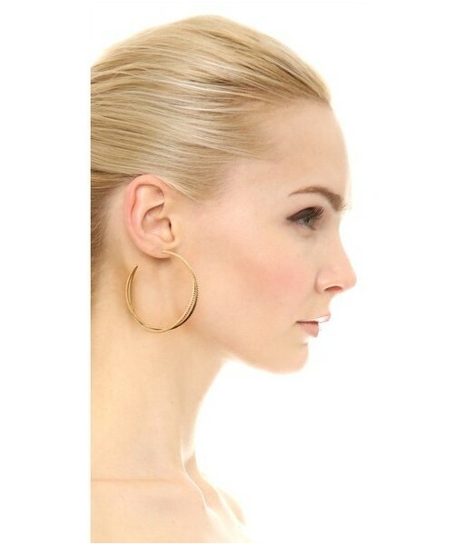 MICHAEL KORS（マイケルコース）の「Michael Kors Large Crisscross Post Hoop Earrings（ピアス（両耳用）・レディース・Gold/Clear・One Size）」の2枚目の写真