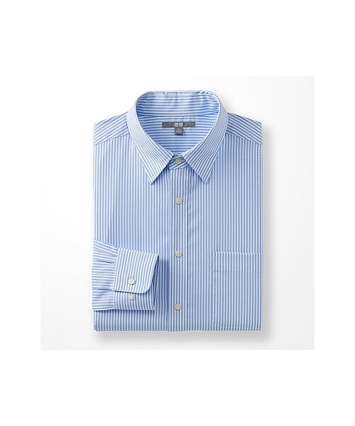 UNIQLO(ユニクロ)の「MEN ファインクロスストライプシャツ(長袖)E(シャツ/ブラウス・メンズ・GRAY/BLUE・L/XL/M/S)」の2枚目の写真