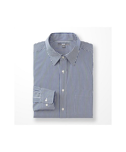 UNIQLO(ユニクロ)の「MEN ファインクロスストライプシャツ(長袖)E(シャツ/ブラウス・メンズ・GRAY/BLUE・L/XL/M/S)」の3枚目の写真