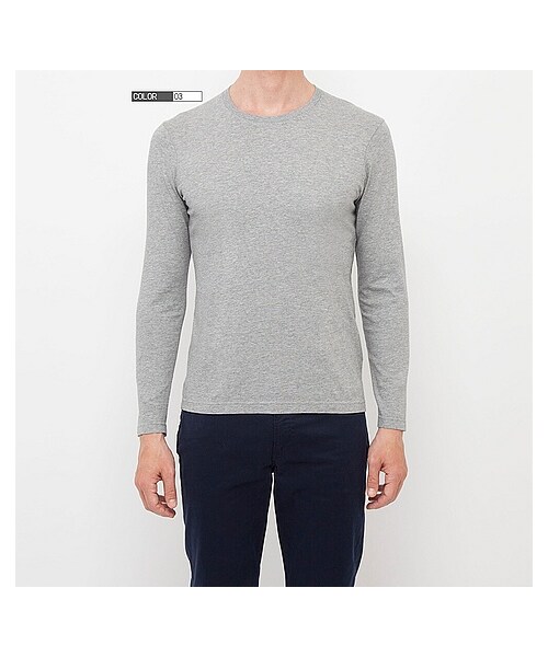 UNIQLO（ユニクロ）の「MEN スーピマコットンクルーネックT（長袖・大きいサイズ）（Tシャツ（長袖・7分袖）・メンズ・WINE/GRAY/WHITE・4XL/3XL/XXL）」の5枚目の写真