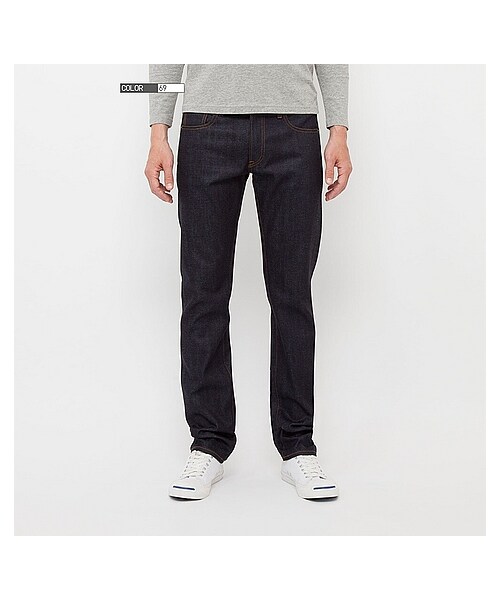 UNIQLO(ユニクロ)の「MEN セルビッジスリムフィットストレートジーンズ(ジーンズ・メンズ・NAVY/GRAY/BLUE/BLACK・48/27/40/46/44/42)」の2枚目の写真