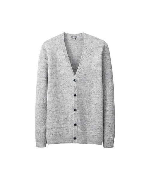 UNIQLO（ユニクロ）の「MEN リネンブレンドVネックカーディガン（長袖）（ニット・セーター・メンズ・NATURAL/BLUE/GRAY/NAVY/PINK/GREEN・XL/L/M/XXL/S）」の4枚目の写真