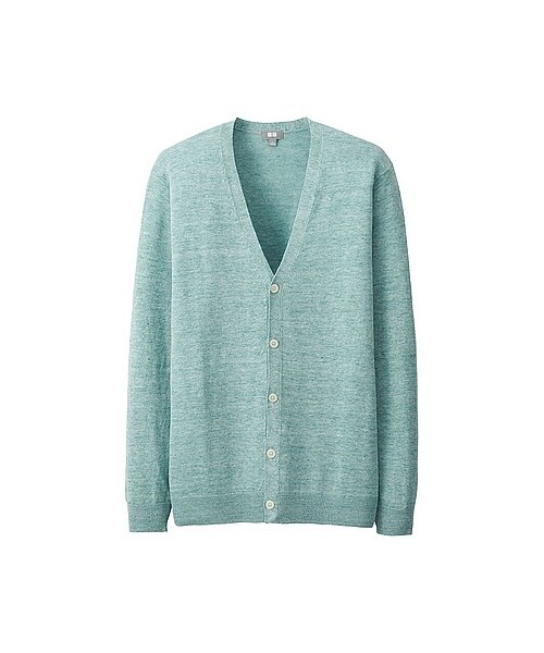 UNIQLO（ユニクロ）の「MEN リネンブレンドVネックカーディガン（長袖）（ニット・セーター・メンズ・NATURAL/BLUE/GRAY/NAVY/PINK/GREEN・XL/L/M/XXL/S）」の6枚目の写真