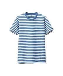 UNIQLO | MEN インディゴボーダーT（半袖）B(トップス)