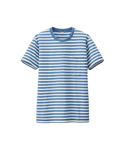 UNIQLO（ユニクロ）の「MEN インディゴボーダーT（半袖）B（Tシャツ（半袖・タンクトップ）・メンズ・BLUE・L/S/XL/M）」の2枚目の写真