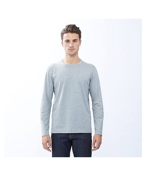 UNIQLO(ユニクロ)の「MEN スーピマコットンクルーネックT(長袖)(Tシャツ/カットソー・メンズ・PINK/BLUE/WHITE/GRAY/DARK GRAY/BLACK/NAVY/RED/LIGHT GRAY/OLIVE・M/3XL/XXL/S/XL/L/4XL)」の4枚目の写真