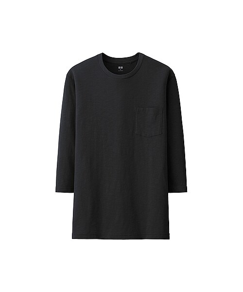 UNIQLO（ユニクロ）の「MEN ウォッシュスラブクルーネックT（7分袖）（Tシャツ（長袖・7分袖）・メンズ・WHITE/BLACK/GREEN/GRAY/NAVY/PINK/DARK GRAY・3XL/XXL/L/M/XL/S/4XL）」の4枚目の写真