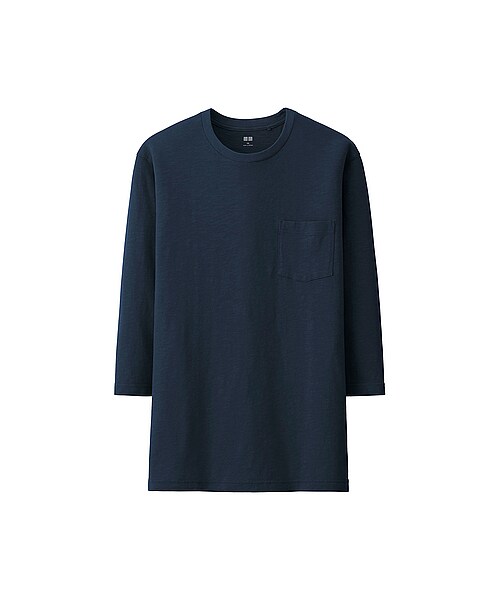 UNIQLO（ユニクロ）の「MEN ウォッシュスラブクルーネックT（7分袖）（Tシャツ（長袖・7分袖）・メンズ・WHITE/BLACK/GREEN/GRAY/NAVY/PINK/DARK GRAY・3XL/XXL/L/M/XL/S/4XL）」の11枚目の写真